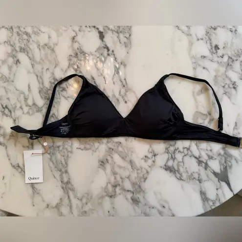 Quince NWT Black Italian v-neck bikini top Sz S