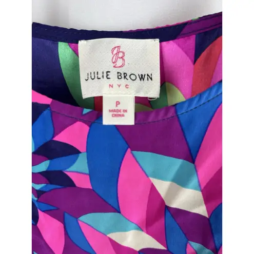 Julie Brown NYC Colorful Mod Silk Peplum Preppy Tank Size Small