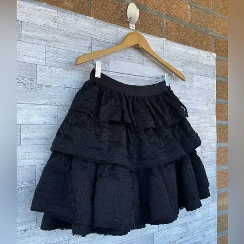 LANVIN for H&M Ruffle lace circle Skirt size 2 Black