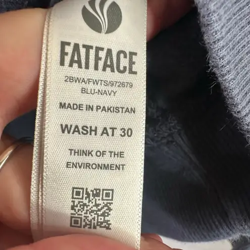 FatFace Womens size 6 Kindness Crewneck Sweatshirt Jumper Navy Blue Embroidered