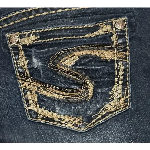 Silver Jean Co Women's Suki 17" Low Rise Dark Wash‎ Jeans Size W29/L33 Blue