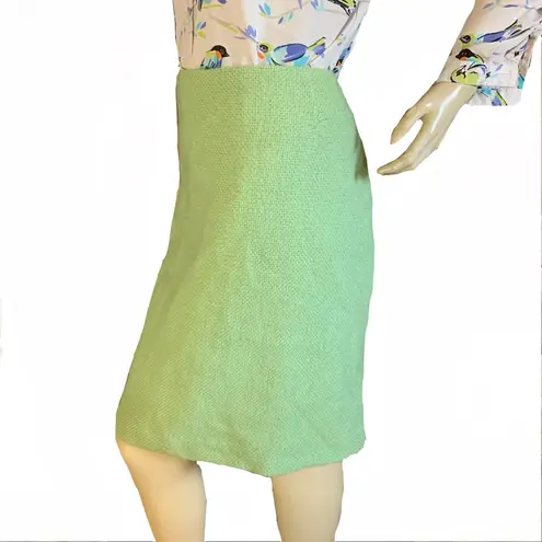 RICKIE FREEMAN FOR TERI JON LIME GREEN WOOL BLEND PENCIL SKIRT (12)