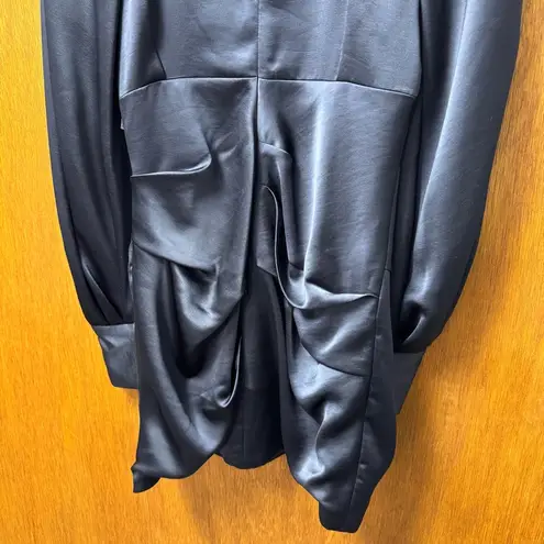 NEW Acler Paringa Long Puff Sleeve Satin Mini Dress Midnight Navy Blue US 8 NWT