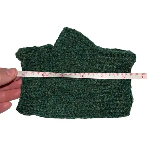 Handmade Womens Handcrafted Fingerless Glove Knit Solid Green Lightweight OS