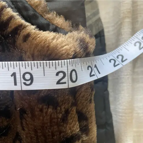 Leopard Faux Fur Vest Brown Black Zip Front Size L Chic Winter Statement Layer Size L