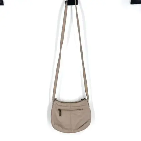 Hobo International Cream Leather Multiple Pockets Crossbody Hobo Shoulder Bag