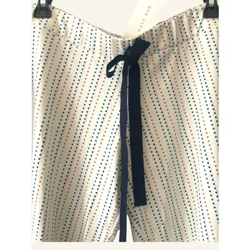 Hale Bob Lounge Pajama Polka Dot Pants Women's Small White Elastic Waist NWT