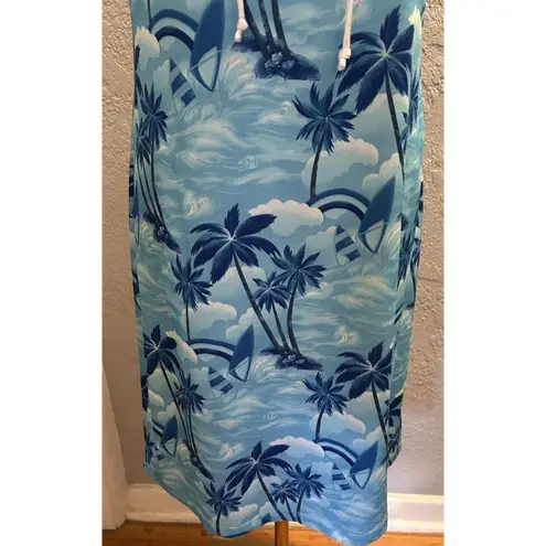 CLEARANCE Finesse Tank Dress Women LG Blue White Tropical Print USA Vintage Y2K