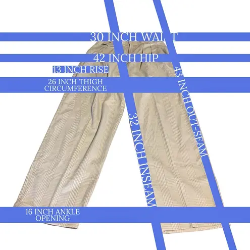 Liz Sport VINTAGE GRAY & OFF WHITE PLAID HIGH WAIST PLEATED TROUSERS (12)