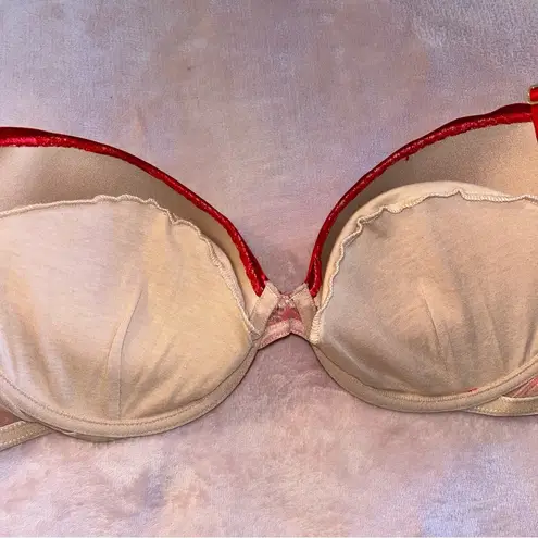 Frederick's of Hollywood Exxtreme tuxedo red lace push up bra 36D