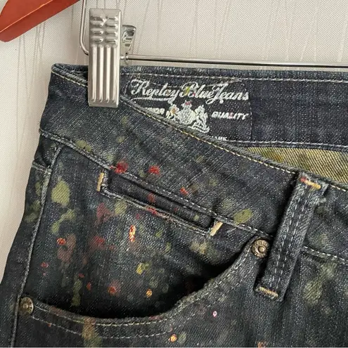 Replay Pattie Womens Distressed Paint Splatter Jeans Size 25