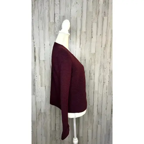 Elle Women's Size Small Burgundy Open-Front Ribbed Cardigan Sweater