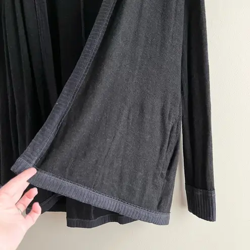 Michael Stars Hooded Open Fron Cardigan Sweater in Charcoal Gray, One Size