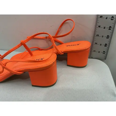 Womans Just Fab Alexi Sandals 8.5 Orange Open Toe Strappy Block Heel