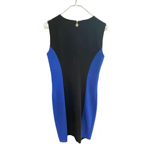 Tommy Hilfiger  Dress Size 8 Blue Black Color Block Sheath Crepe Scuba Stretch