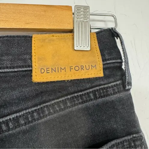 Denim Forum Black The Yoko High Rise Slim Fit Jeans 24 Raw Hem Button Fly Casual