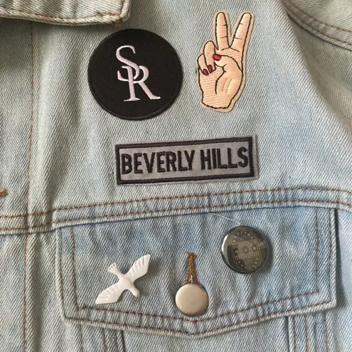 Tic Toc Oversized Embellished Denim Jacket Blue