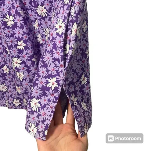 Dickies Floral Two Pocket Elastic Lilac Multicolor Scrub Top Size Medium