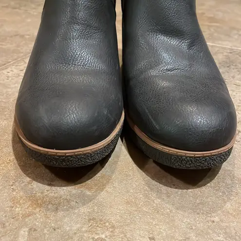 Dr. Scholl's Bianca Vegan Leather Wedge Ankle Boots Shoes Womens Size 9M Black