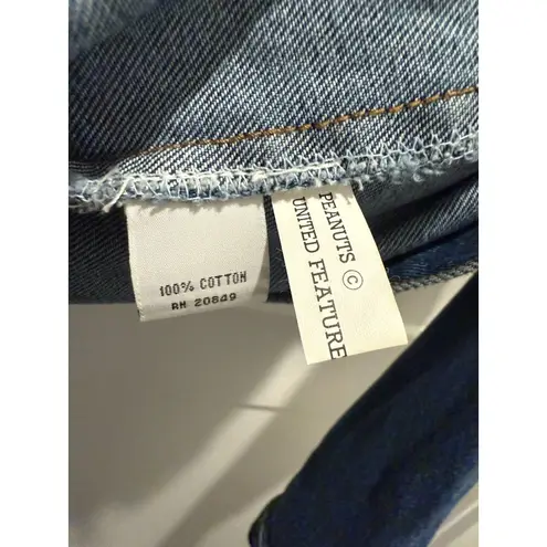 American Toons By Excelled VTG Peanuts Vintage Denim Jacket XL Leather Patch Blue