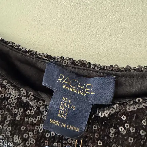 NEW!! Rachel Roy Black Sequin Crop Top Size L