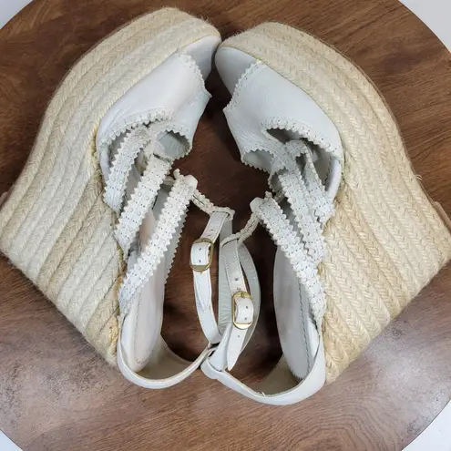 Balenciaga Womens Arena Wedge Sandals 39 US 9 White Strappy Espadrille Platform