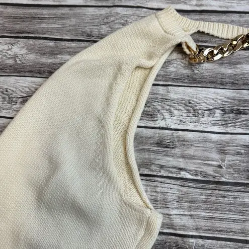 REVOLVE Bubish Women's Ava Bolero Top Shrug Sweater Ivory Cream Faux Gold Chain Size undefined