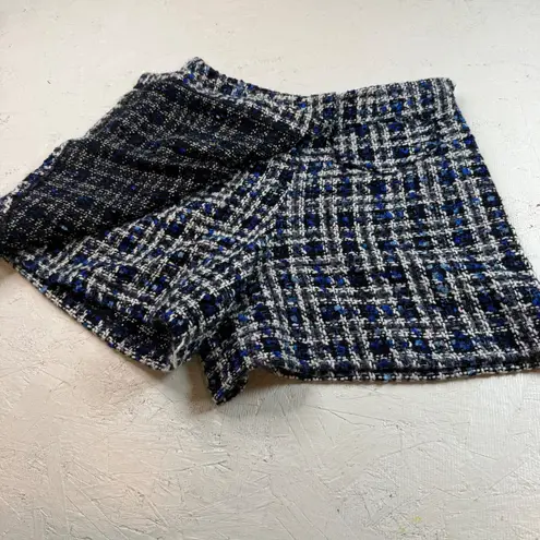 Charlotte Ronson New York Tweed Shorts Skirt Blue White Black Womens Medium