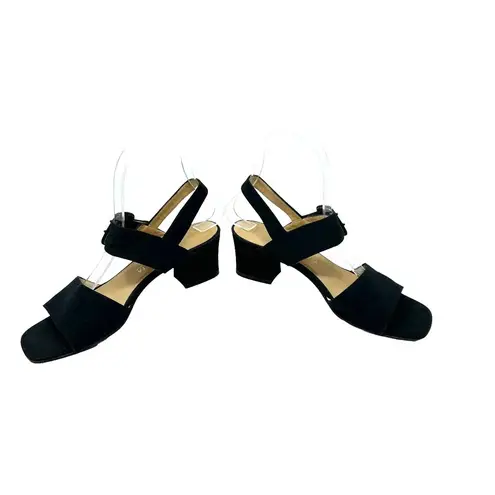 Bottega Veneta Vintage Black Square Toe Buckle Heeled Sandals Size US 6.5