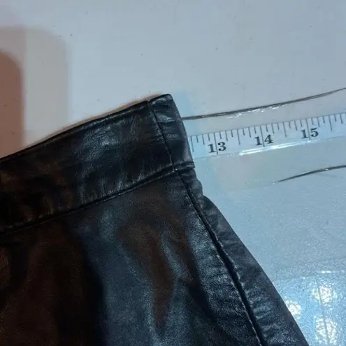 Vintage Vanity Fur Co Women's Leather Flat Front Mini Pencil Skirt Black Size 9