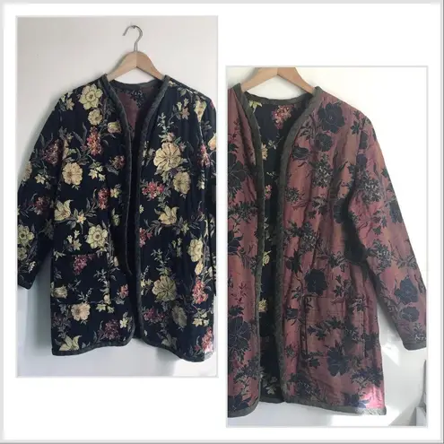 Vintage Indago Design Floral Tapestry Reversible Art to Wear Kimono Jacket Size M