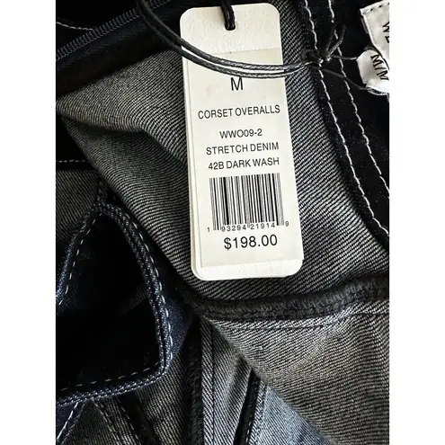 We Wore What New Revolve Corset Overalls Stretch Denim Dark Wash Medium MSRP $198