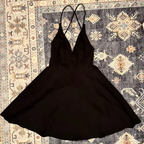 Lulus Women’s Believe in Love Black Backless Skater Dress Size Medium