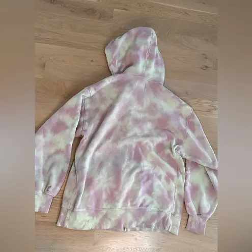 TNA cozy fleece pink green tie dye zip up sweatshirt size 1