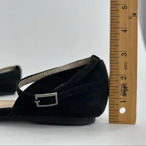 JustFab  (6.5) Meena Black faux Suede Pointed Toe Ankle Strap D’Orsay Flats Shoes