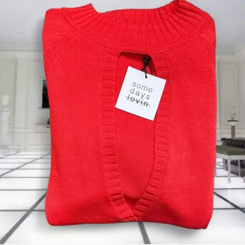 Somedays Lovin Cloudy Nights Keyhole Knit Sweater Dress in Tangerine π