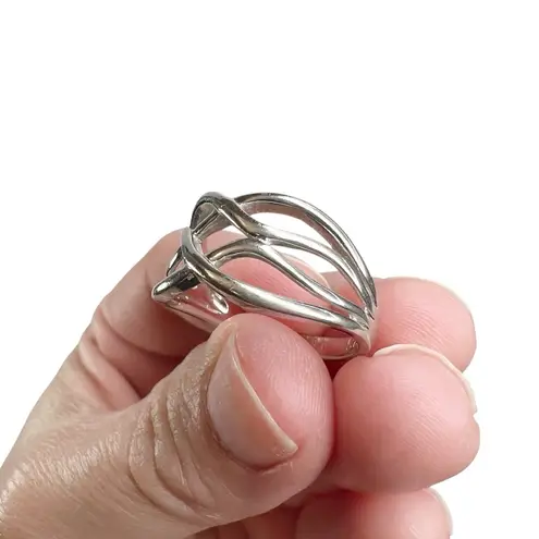 Sterling Silver Openwork Braided Twisted Knotted Wide Band Ring