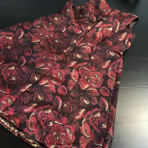 Motherhood maternity Floral Sleeveless Dress in Red and Gold