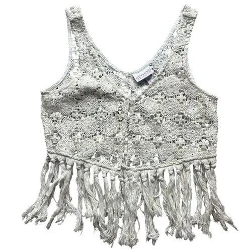 Shyanne Crochet Fringe Cream Top