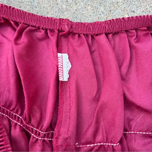 Vintage Merlot maroon ruffle pleat Pettipants bloomers sissy square dance shorts Red Size L