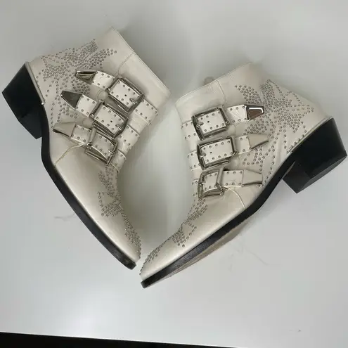 Chloé Chloe Suzanna Cloudy White Ankle Booties 36.5