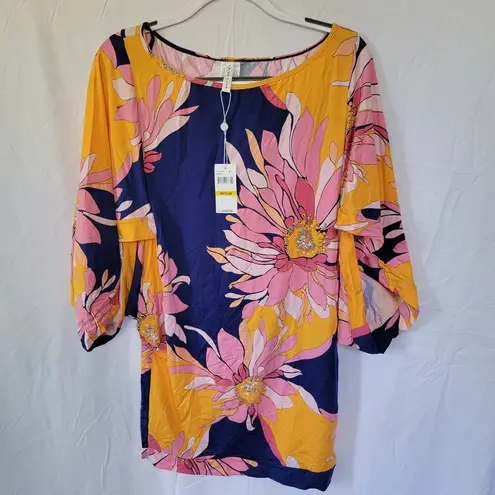 Trina Turk  Tropical Floral Swim Tunic Women's Bathing Suit Coverup Size Medium