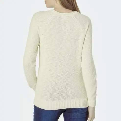 LL Bean Cream Midweight Cotton Slub Rollneck Pullover Sweater Size XL