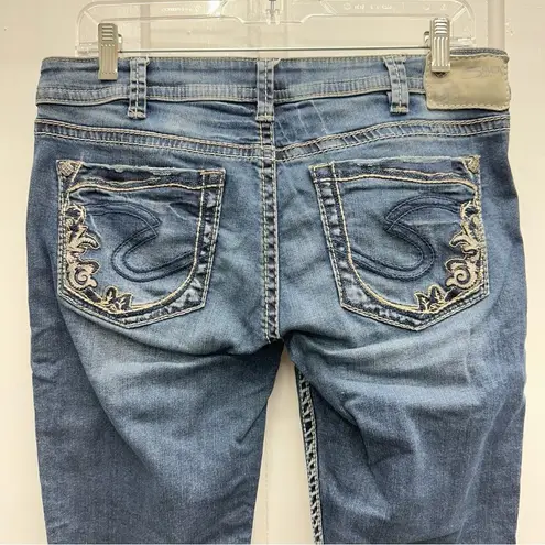 Silver Jeans Silver Aiko thick stitch low denim jean capri capris women's 30 embroidered