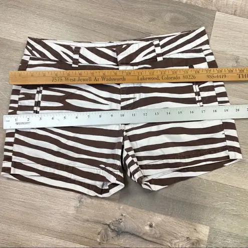 JCP Zebra Striped Flat Front Chino Shorts Size 4 Brown White Brown