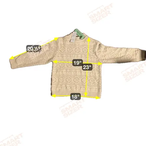 Design History Sweater Cream Crochet Petite Large Pullover Scalloped Neck - Image 8