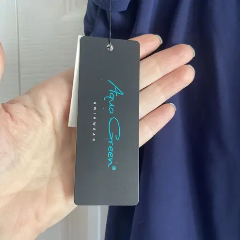 Aqua Green Women's Navy One Piece Swimsuit Slimming Ruche NEW Small Swim Beach