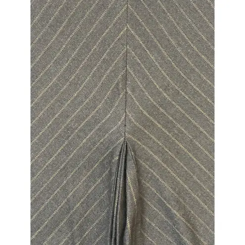 William B VTG Chocolate Rust Stripe Wool Blend Leather Pencil Shirt Sz…