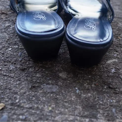 Life Stride Navy Blue Slip-On Wedge Sandals Women’s Size 6 1/2