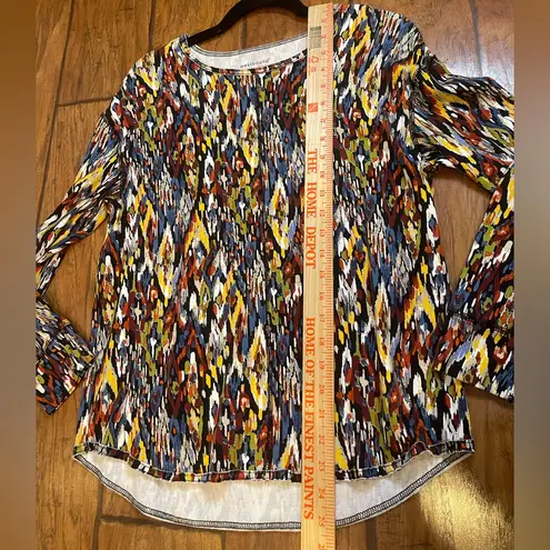 Westbound Multicolor Geometric Long Sleeve Top tee shirt woman’s medium EUC